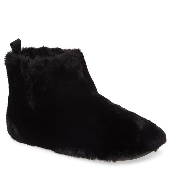 Fitflop Shoes - FitFlop Furry Slipper Bootie (All Black) Women's Slippers